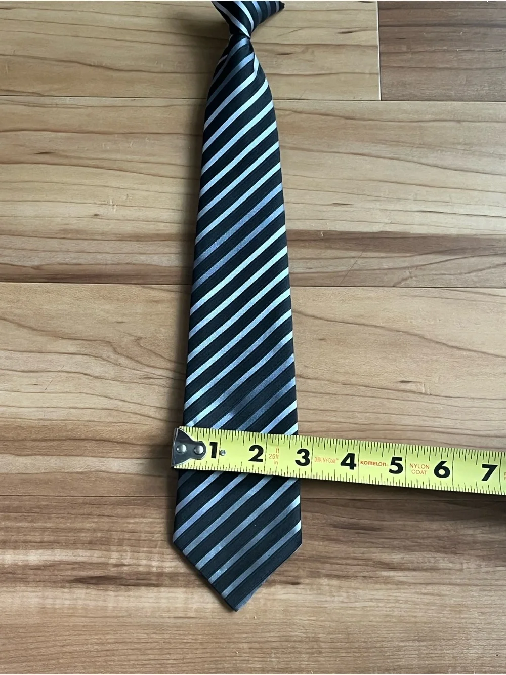 Boys Black Gray Striped Pre-Tied Adjustable Necktie